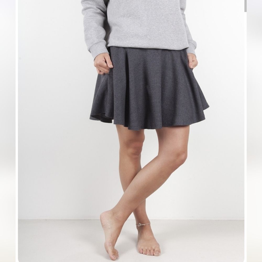 NWT Ganni Prescott Wool And Cashmere Blend Skirt Smoked Pearl Melange Size 34